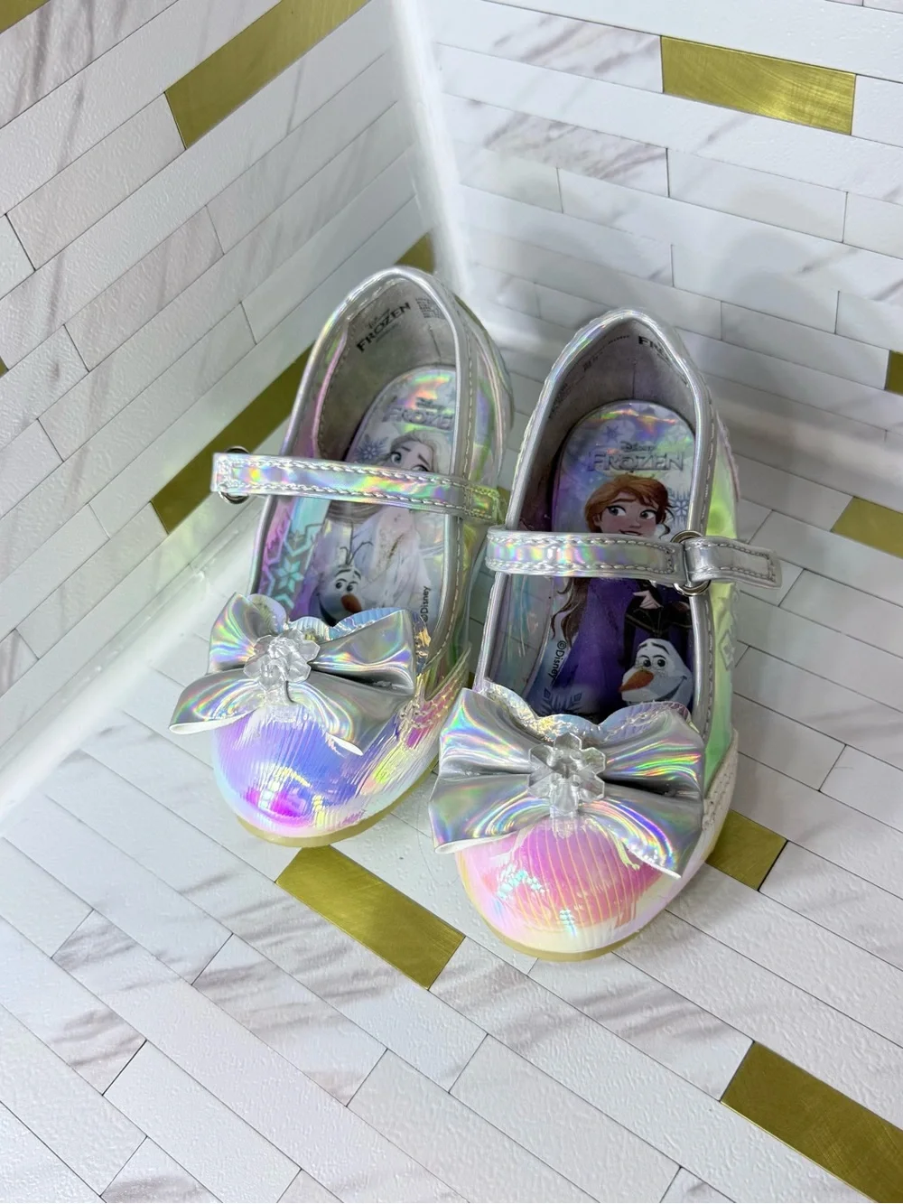 Girls' Iridescent Frozen Mary Jane Shoes with Bow
